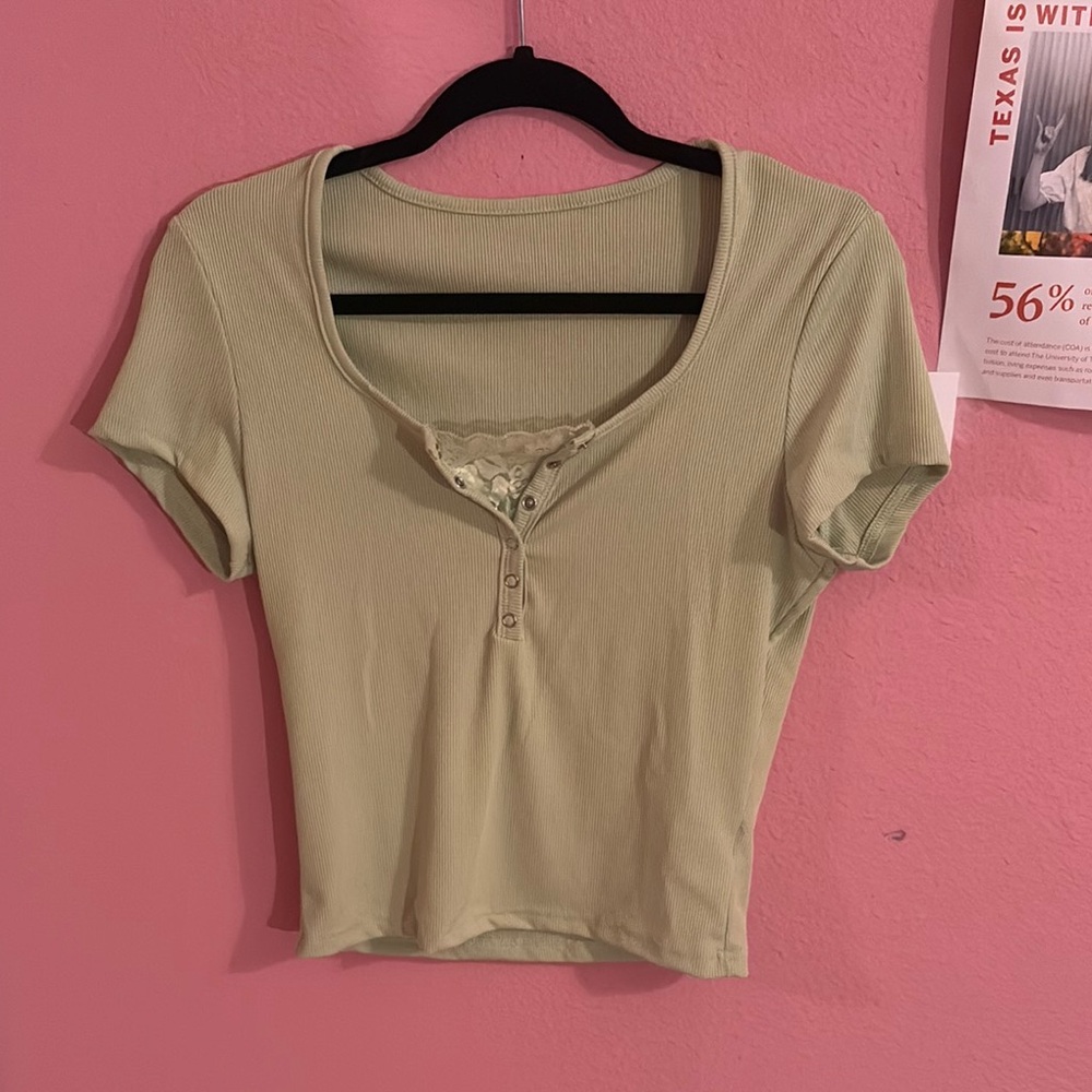 SHEIN Tan Fitted Crop T-Shirt